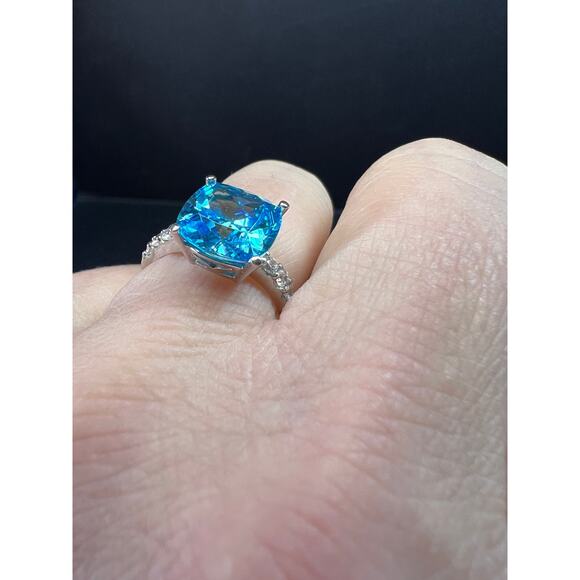 Vintage 14K White Gold Cushion Cut CZ Engagement Ring Size 7 - Picture 10 of 16